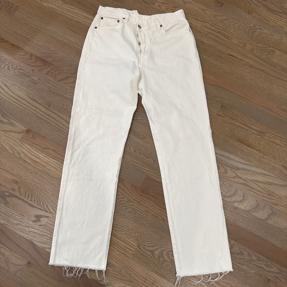 Agolde High Rise Straight White Jeans